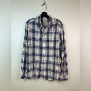 LUCKY BRAND Men’s Blue Green Plaid Long Sleeve Shirt Western Pearl Snap, sz SM